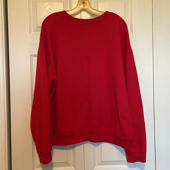 Ugly Xmas XXXL sweatshirt. Red soft string lights snowflakes crew neck banded - Picture 6 of 9